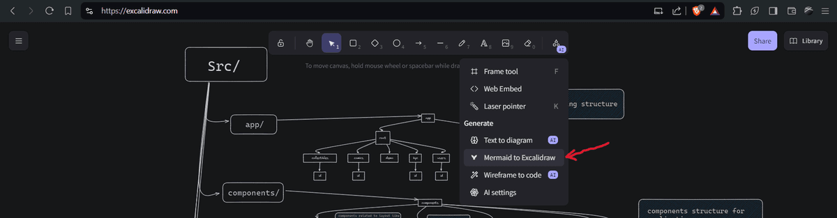mermaid to excalidraw | flow chart of the folder's structure