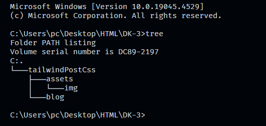 folder structure using "tree" command in Command Prompt (CMD)